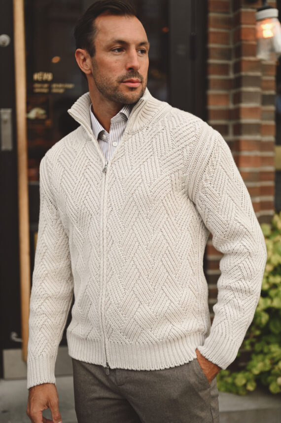 Cashmere Full Zip Jacket, Sand