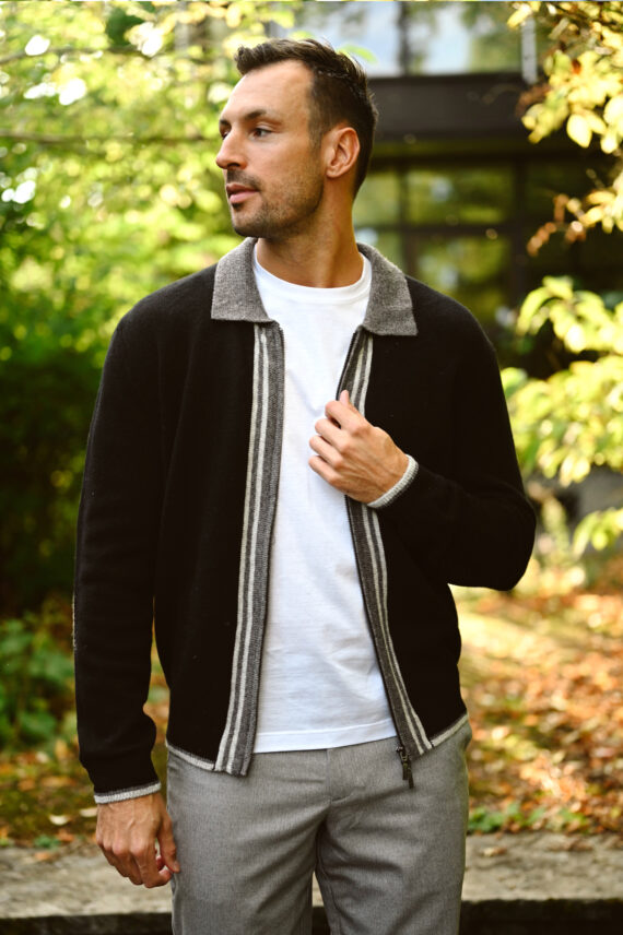 Ford Zip Cardigan, Black