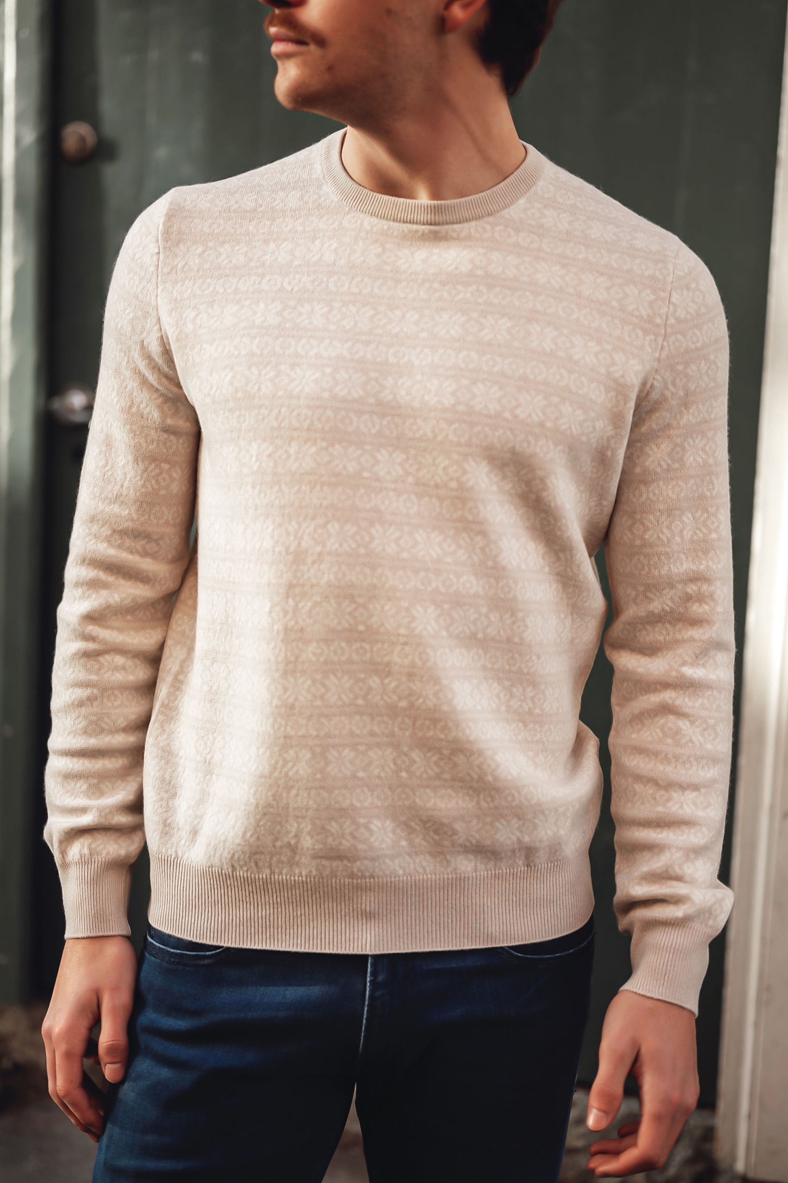 Fairisle Sweater, Beige Melange - Bilde 2