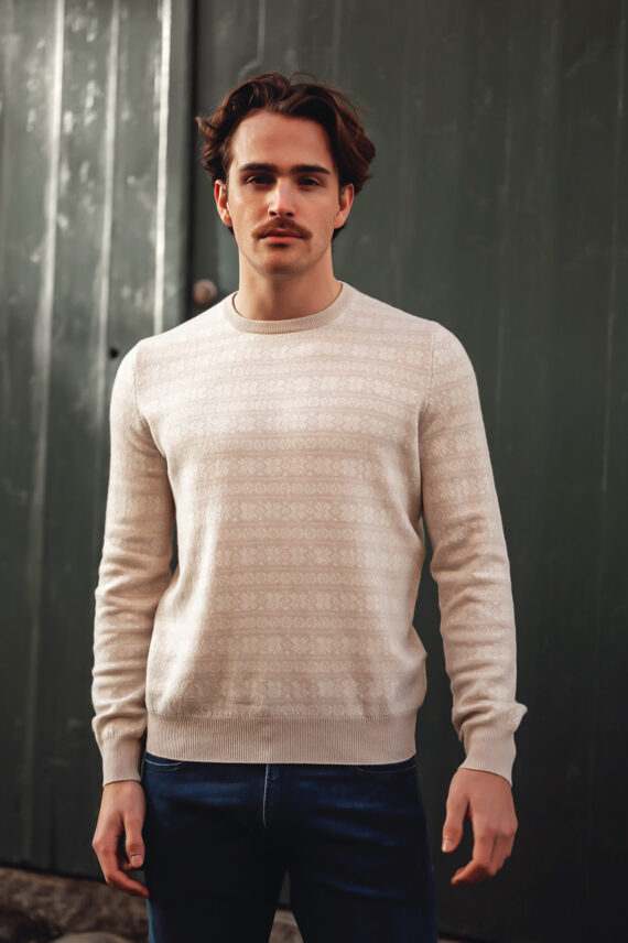 Fairisle Sweater, Beige Melange