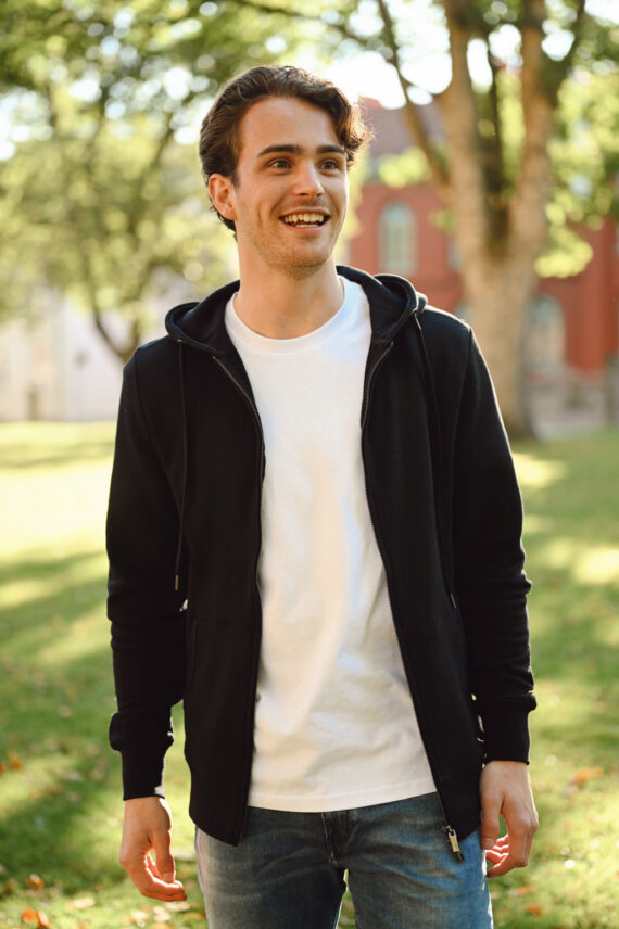 Organic Cotton Zip Hood, Black