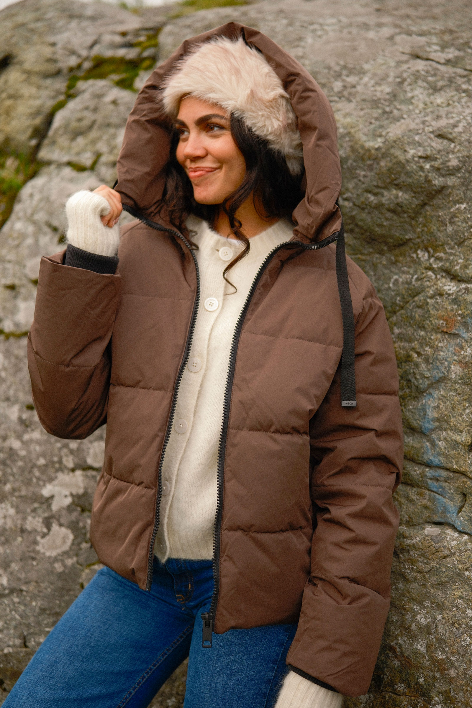 Pavine Down Short Jacket, Hot Fudge
