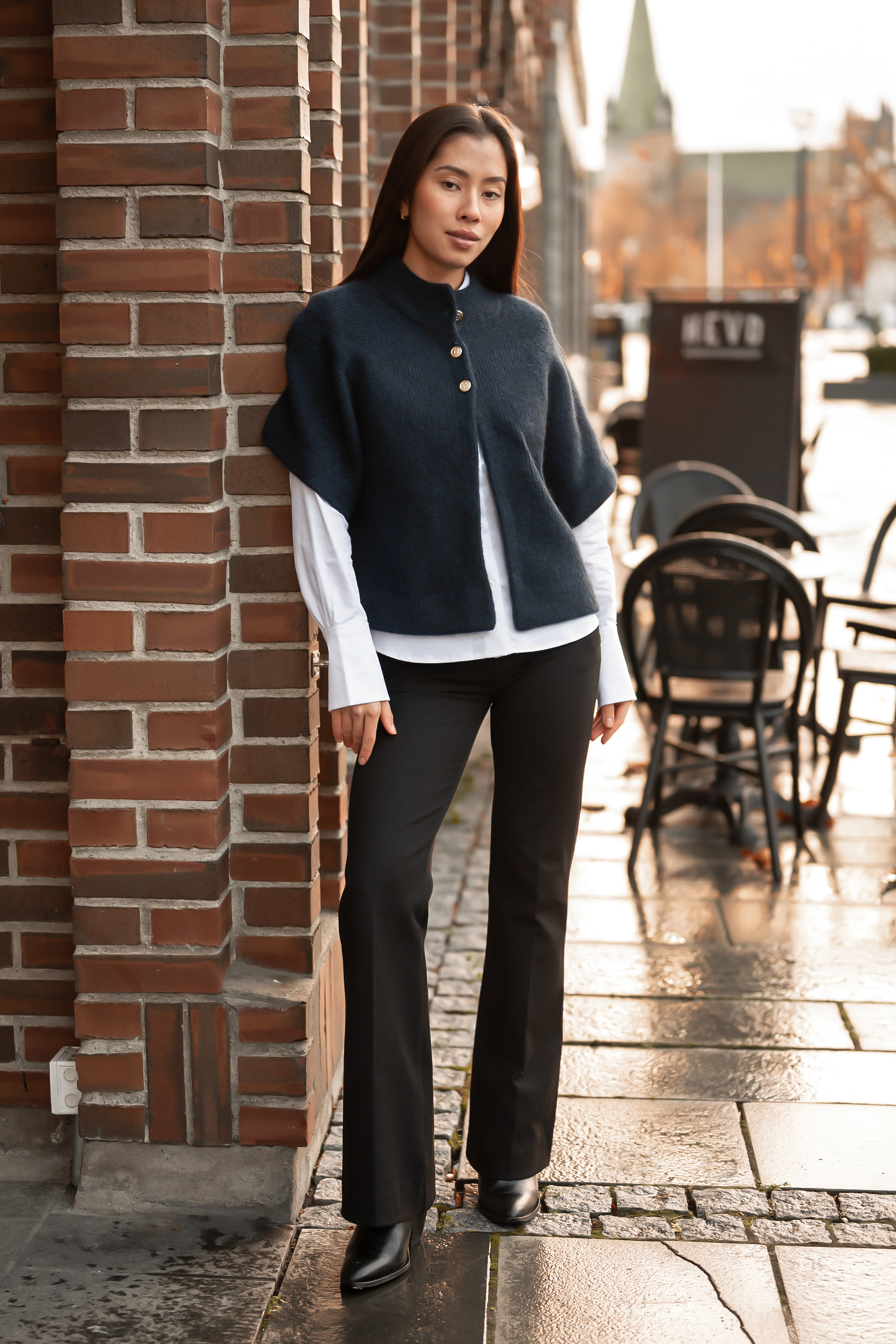 Vilanie Cardigan, Dark Blue Melange - Bilde 4