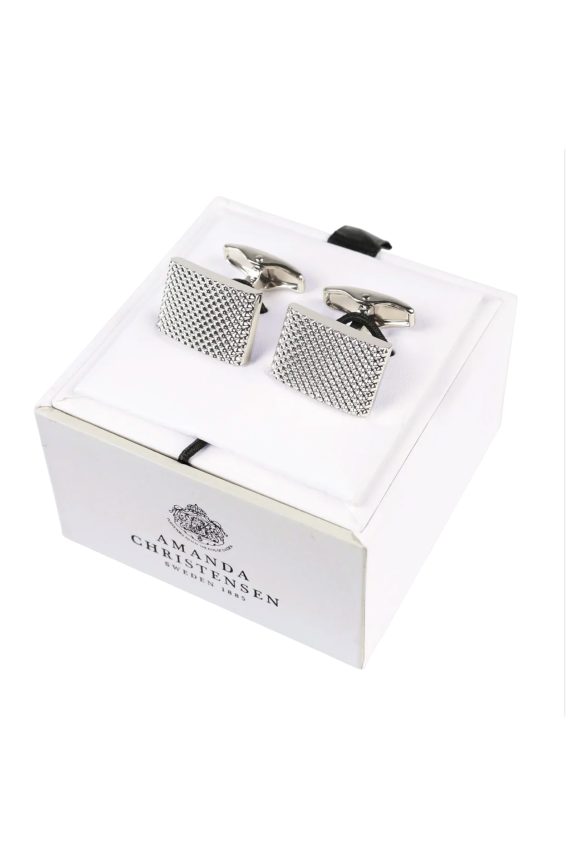 Rectangular Patterned Cufflinks, Silver