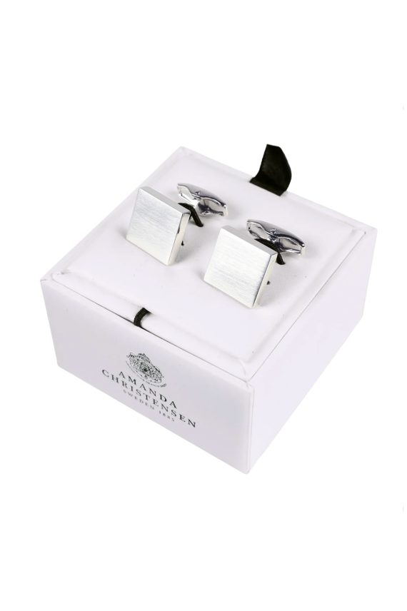 Square Brushed Cufflinks, Silver