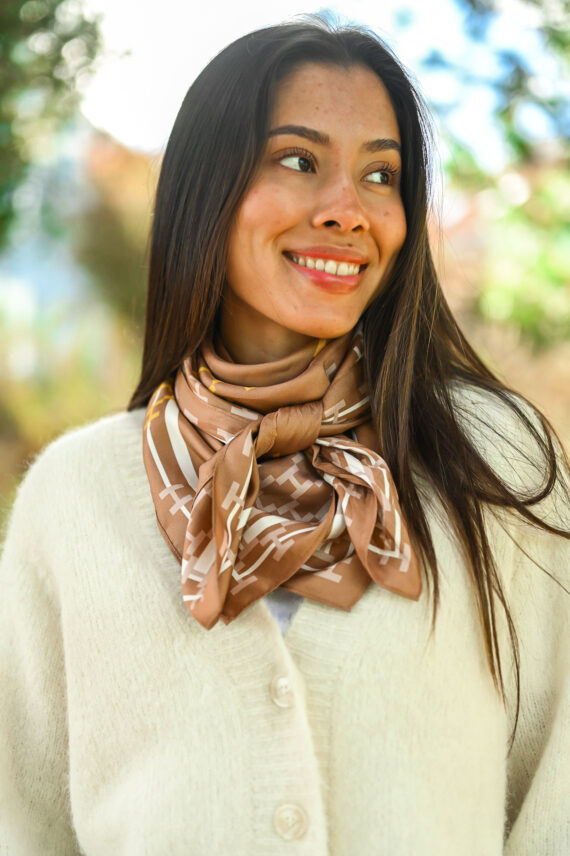 Isadora Silk Scarf, Mocha Mousse