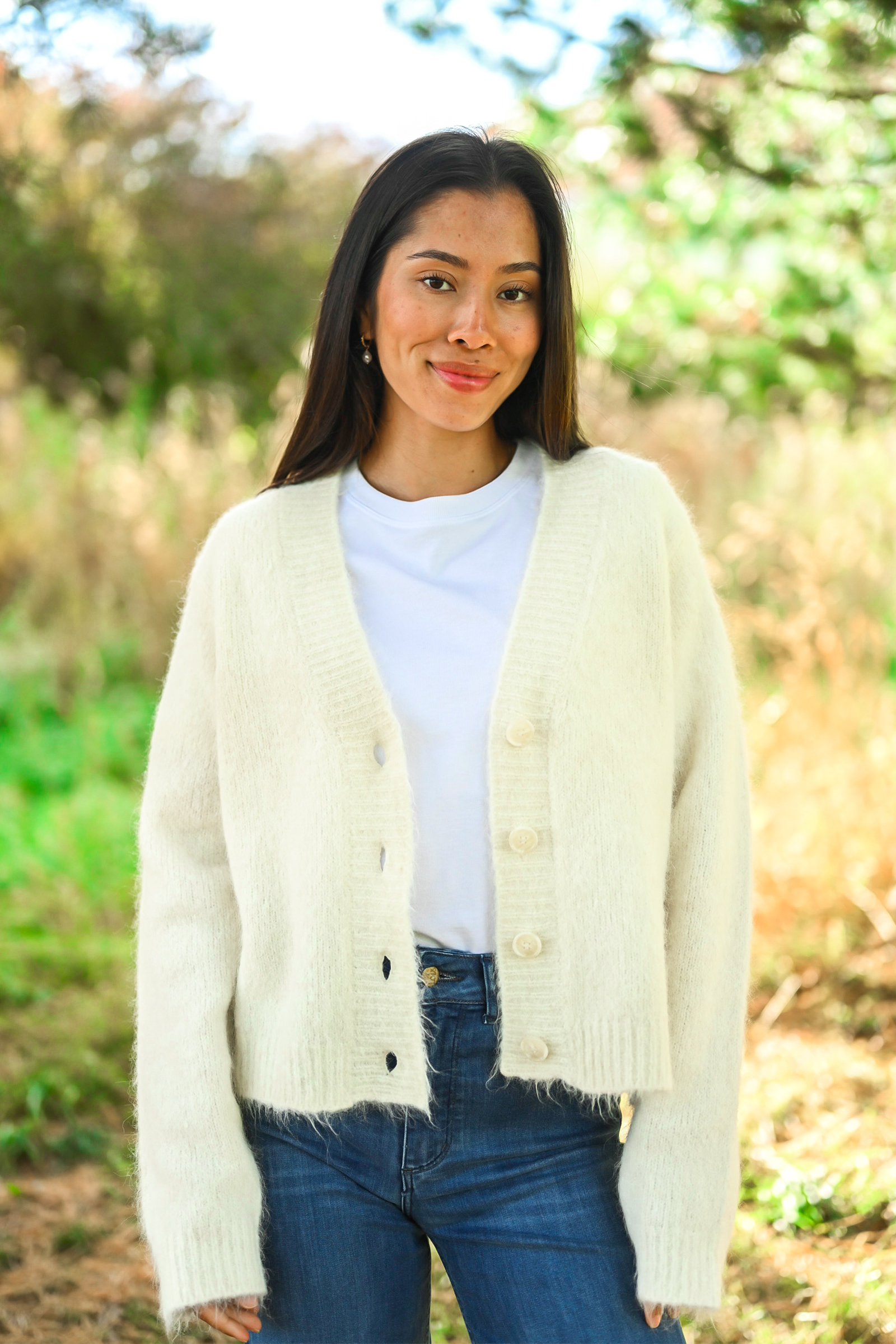 Pernille Short Cardigan, White Alyssum - Bilde 2