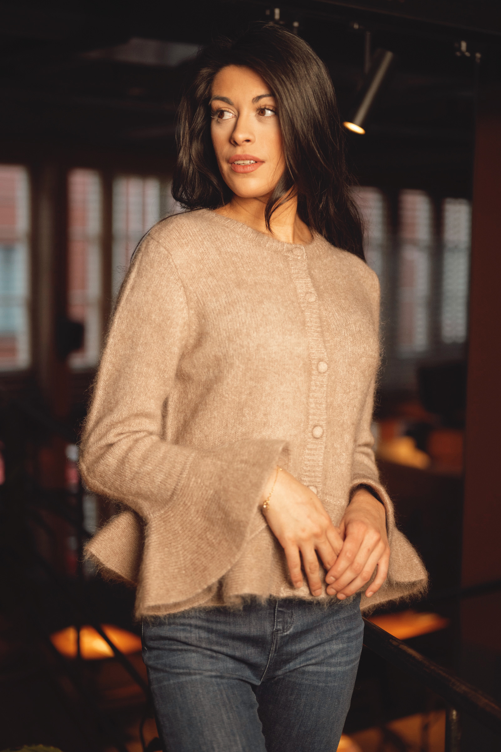 Maren Chunky Cardigan, Hazel Beige - Bilde 3