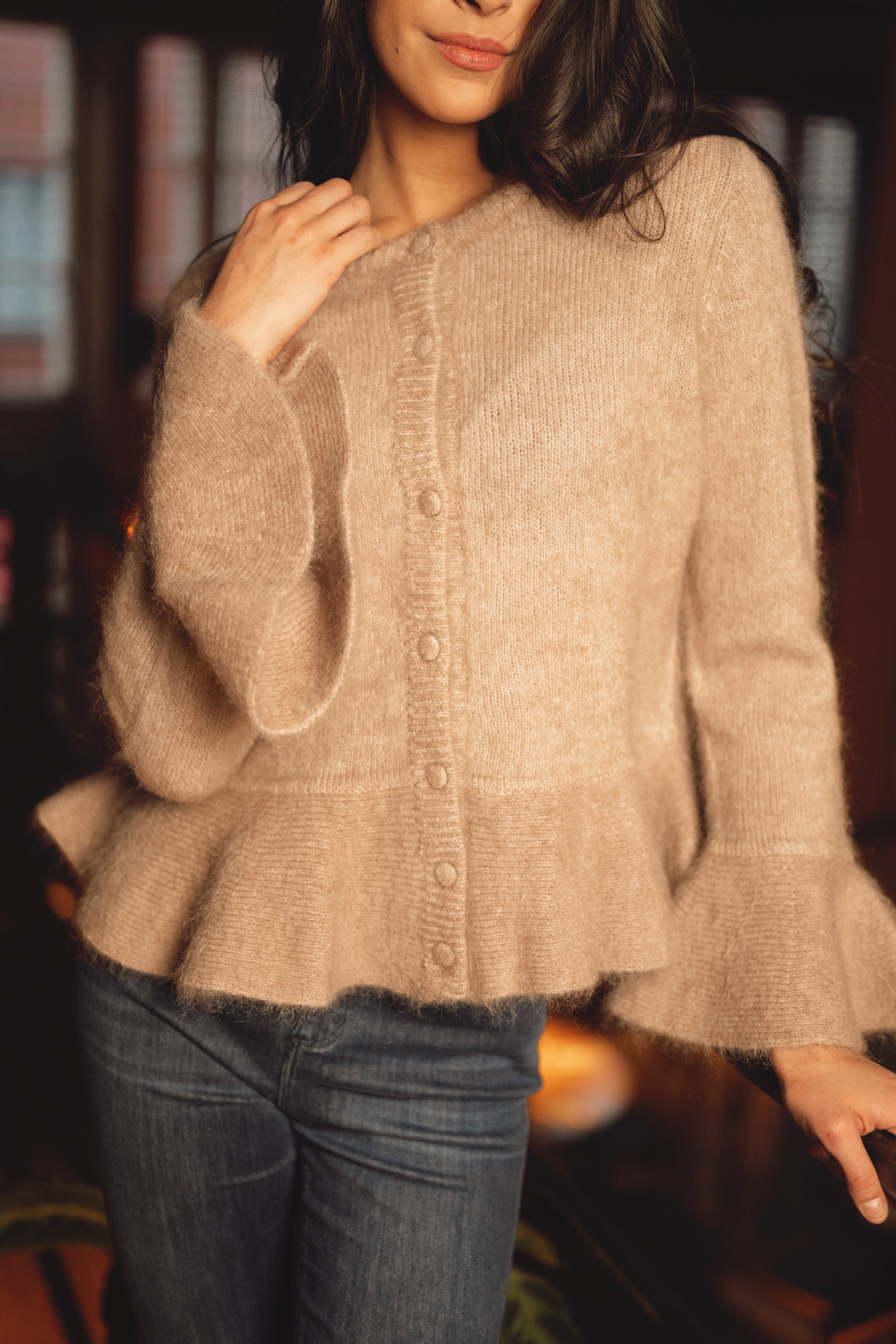 Maren Chunky Cardigan, Hazel Beige - Bilde 4