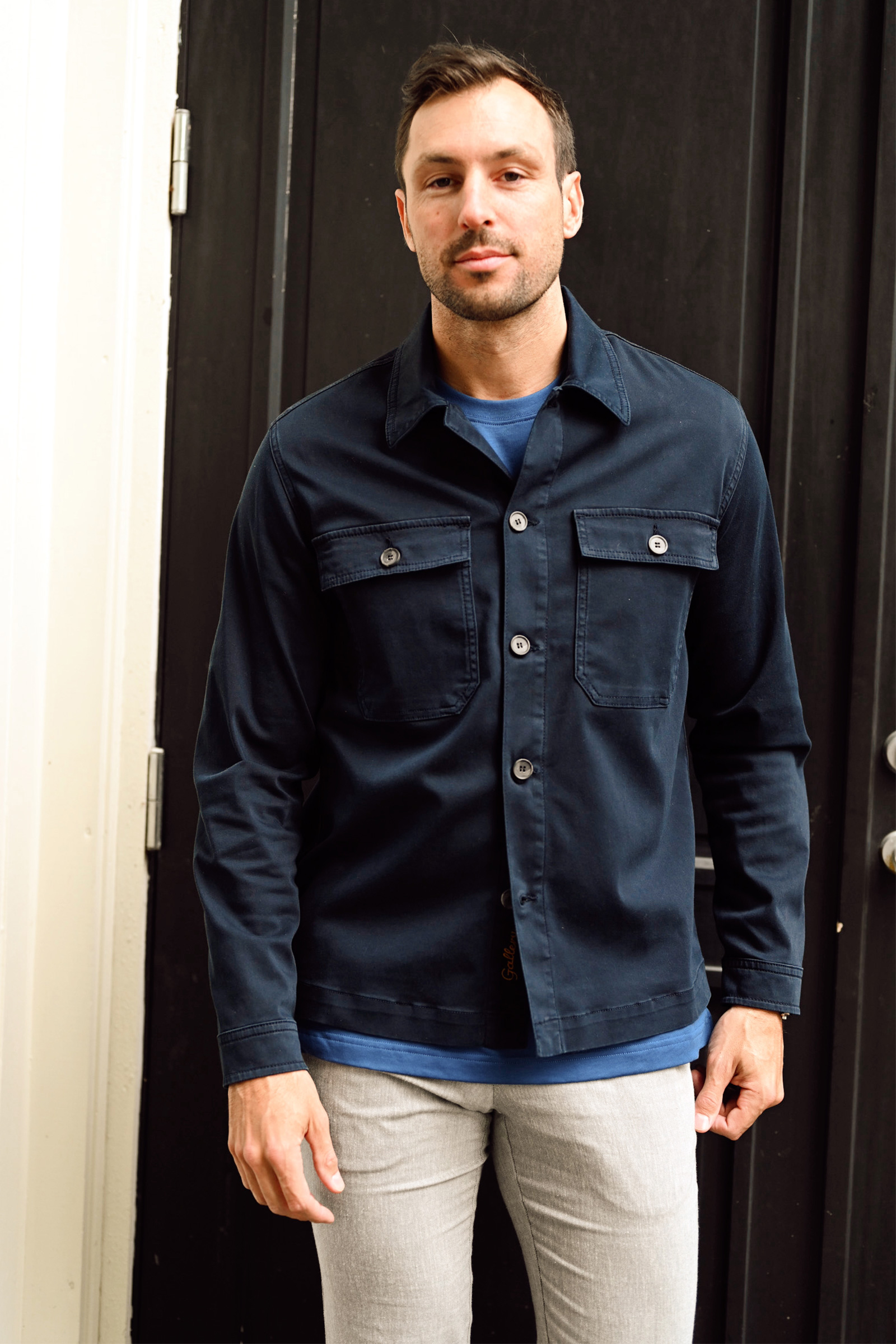 Matteo Soft Overshirt, Navy - Bilde 5
