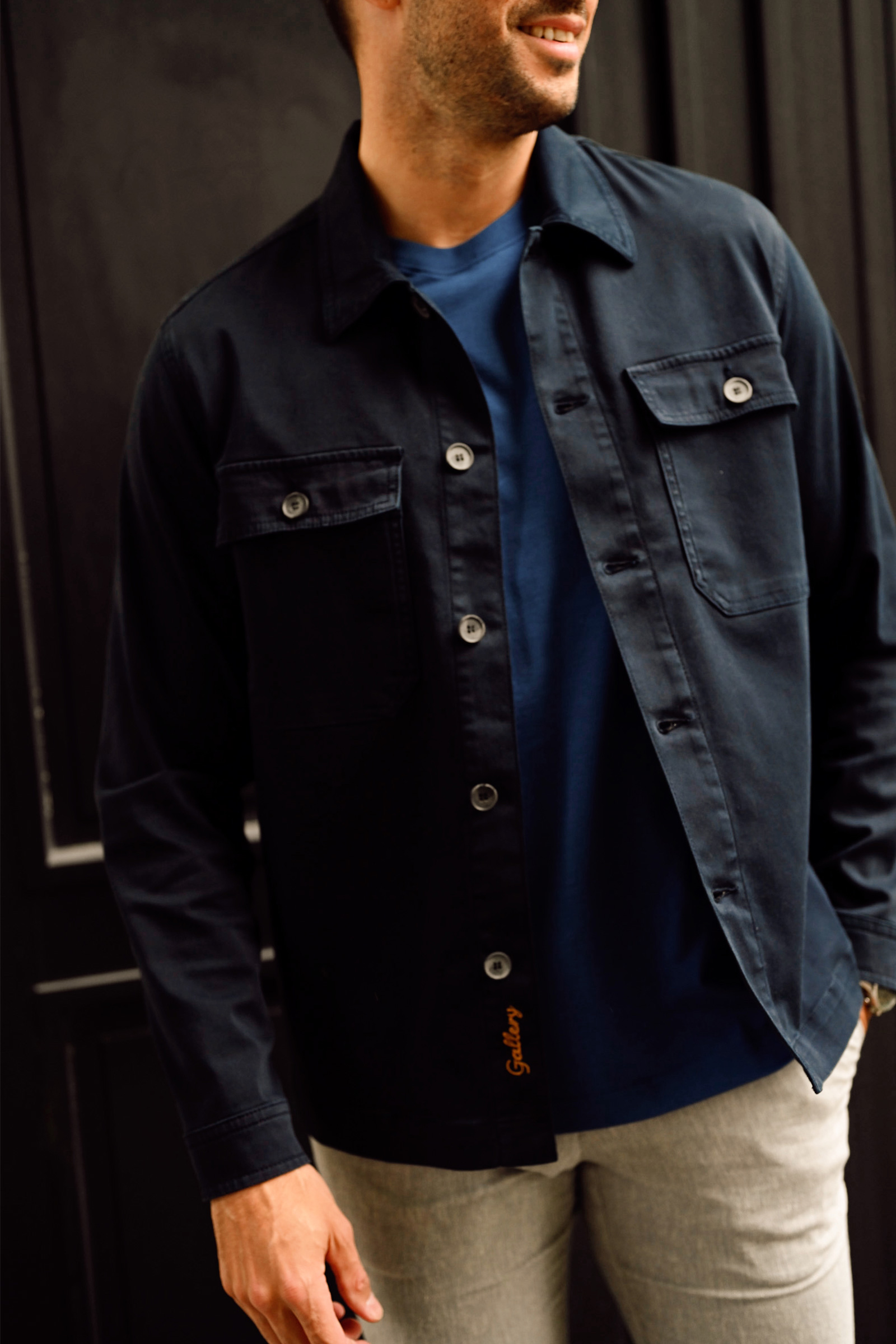 Matteo Soft Overshirt, Navy - Bilde 3