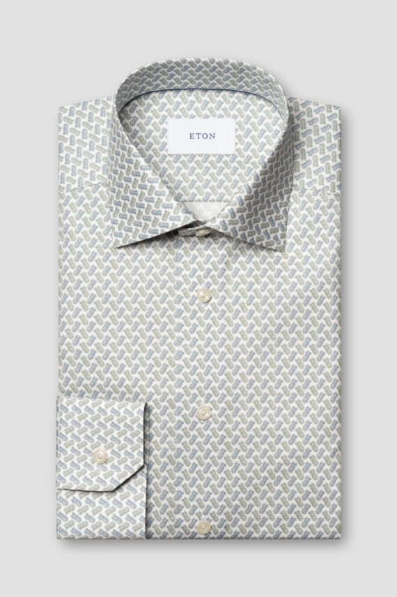 Contemporary Motif Signature Twill Shirt, Blue