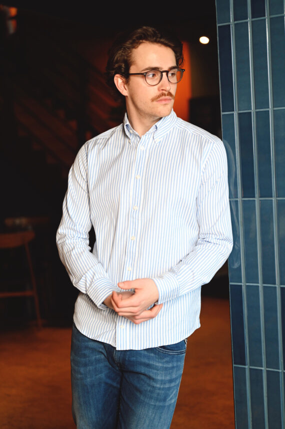Striped Royal Oxford Shirt, Blue