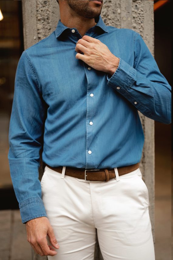 Reg Indigo Twill Shirt, Blå