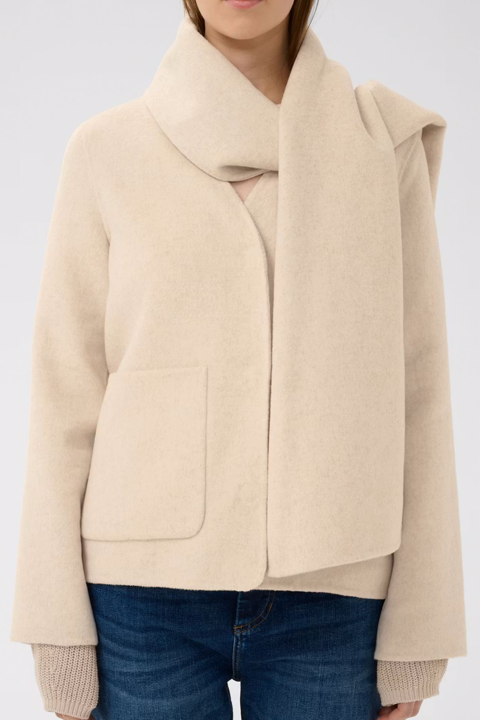 HaizleyIW Scarf Coat, Ecru - Bilde 4