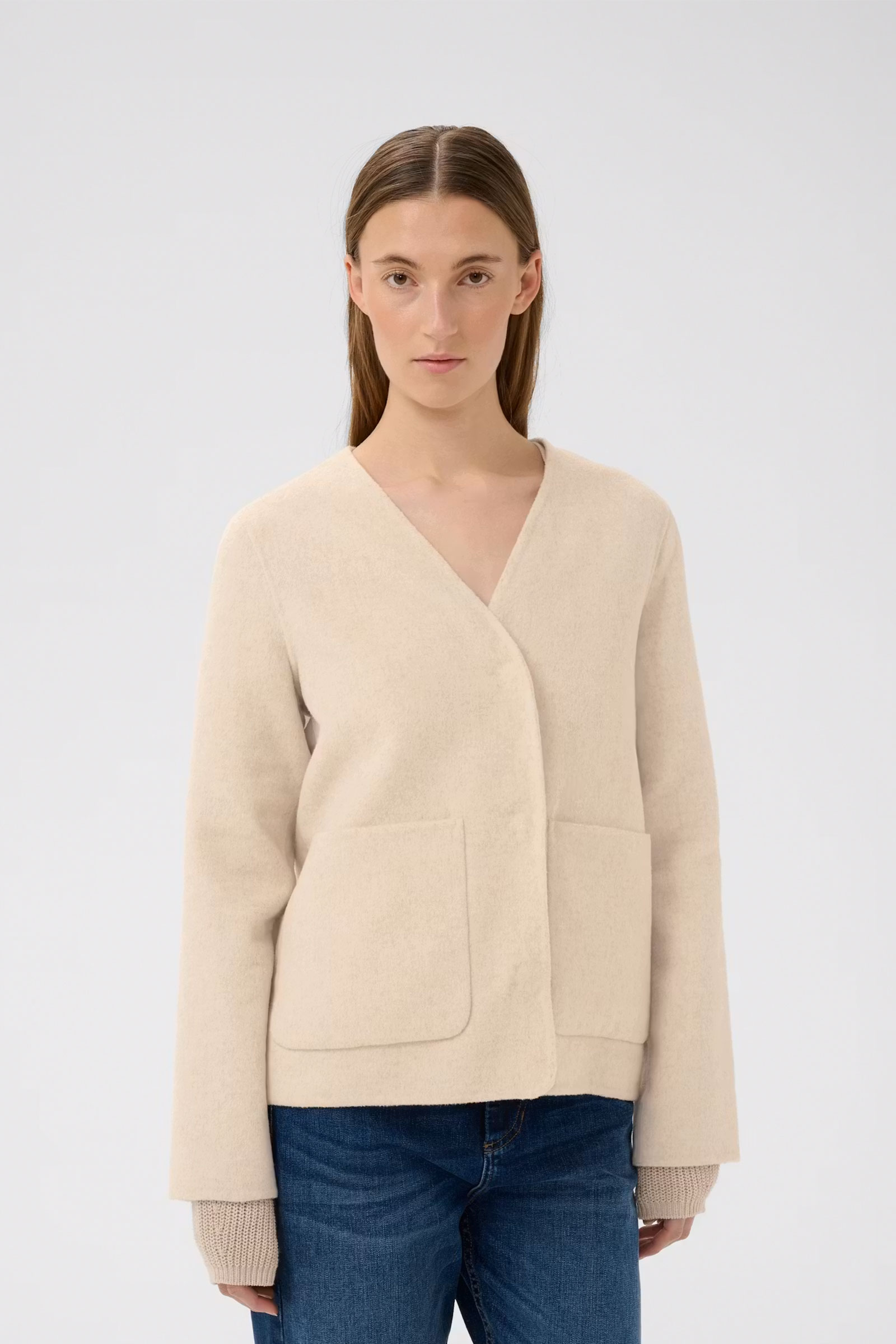 HaizleyIW Scarf Coat, Ecru - Bilde 3
