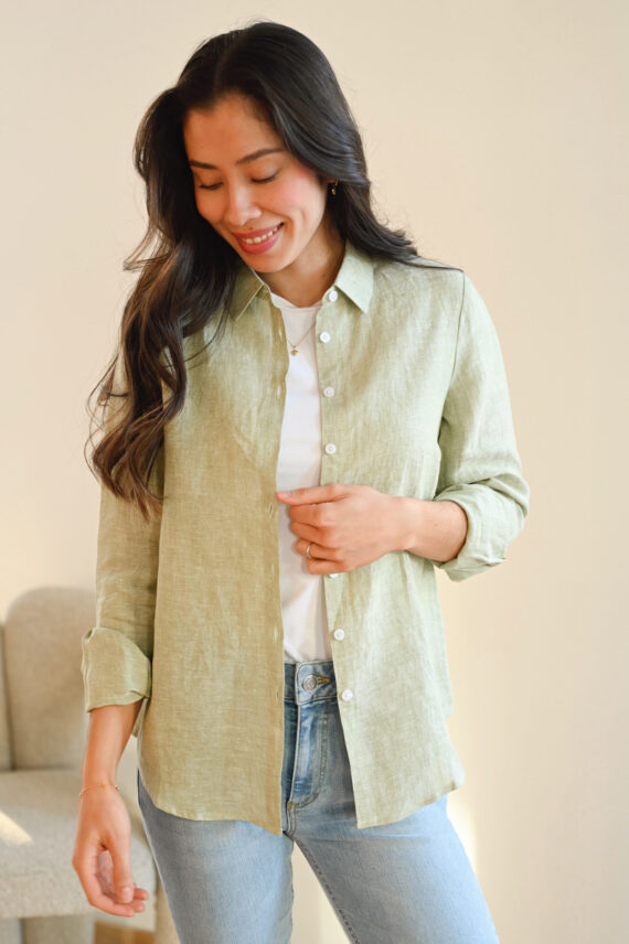 Bella Linen Shirt, Lys Grønn