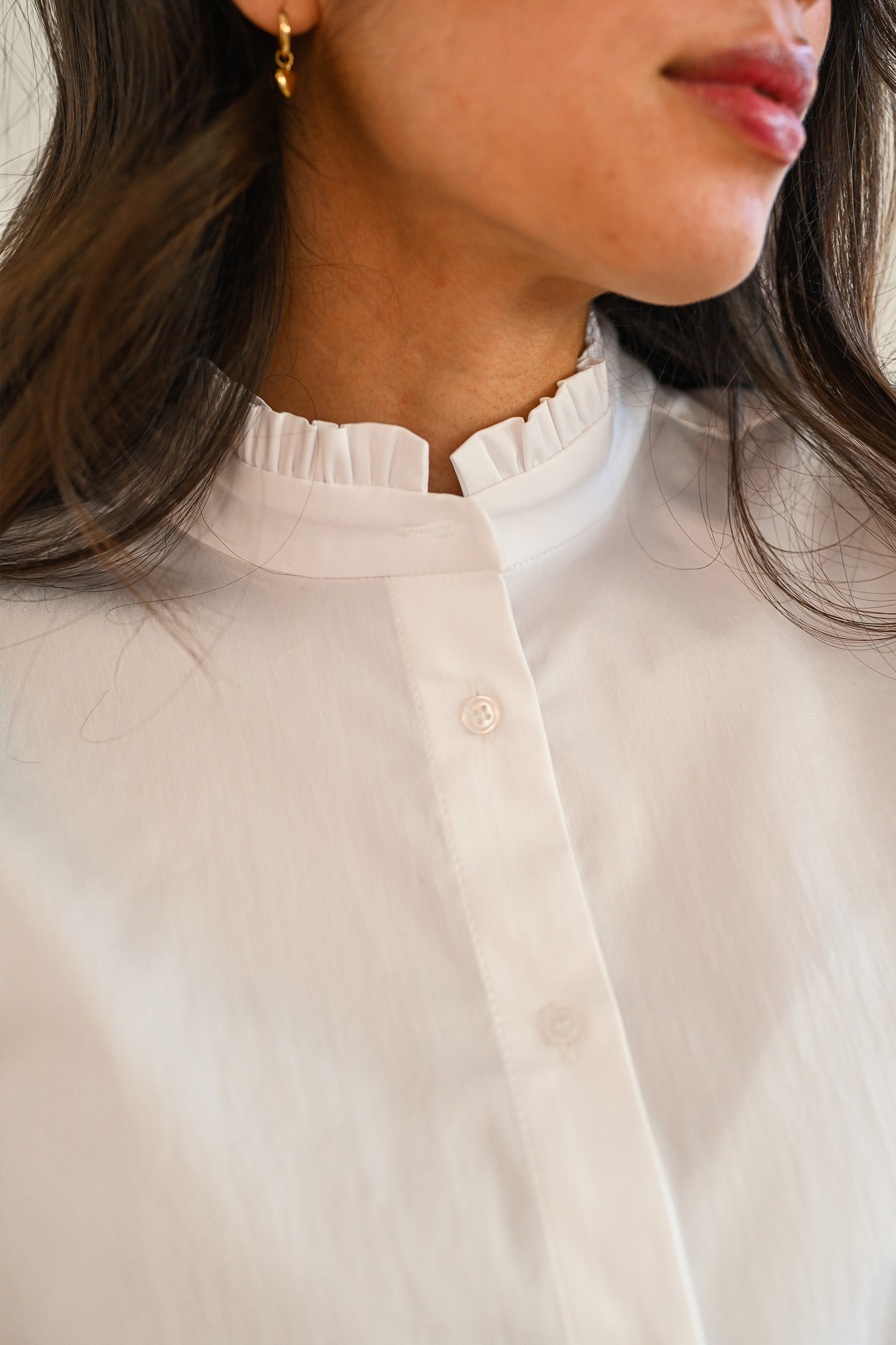 Cally Frill Shirt, Pure White - Bilde 4