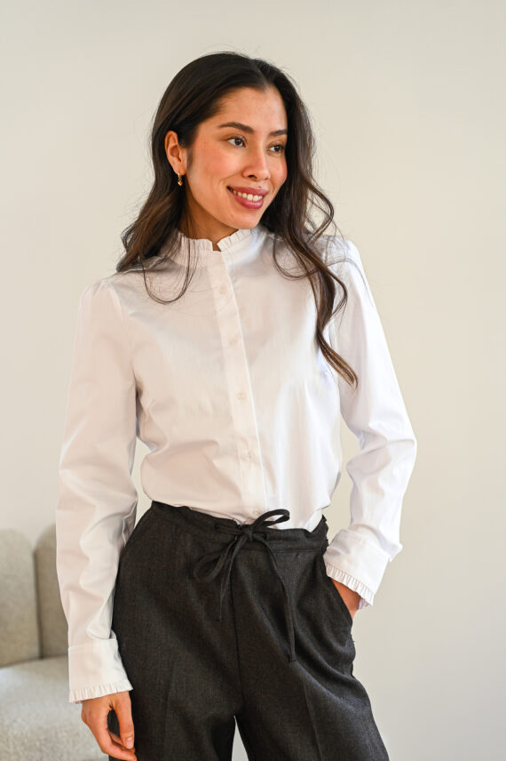 Cally Frill Shirt, Pure White