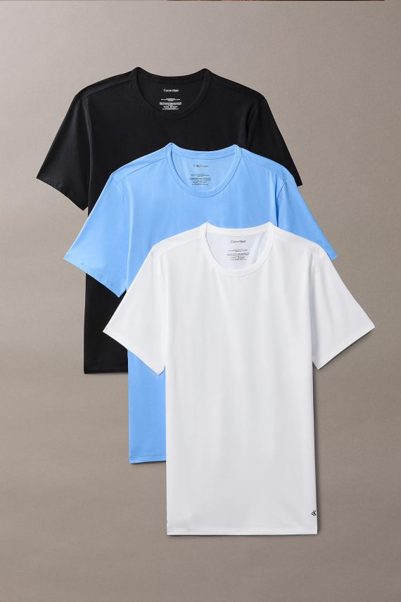Cotton Stretch Blend T-Shirts 3 PK, Blå Multi