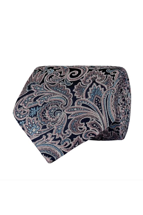 Paisley Jaquard Silk Tie, Pink
