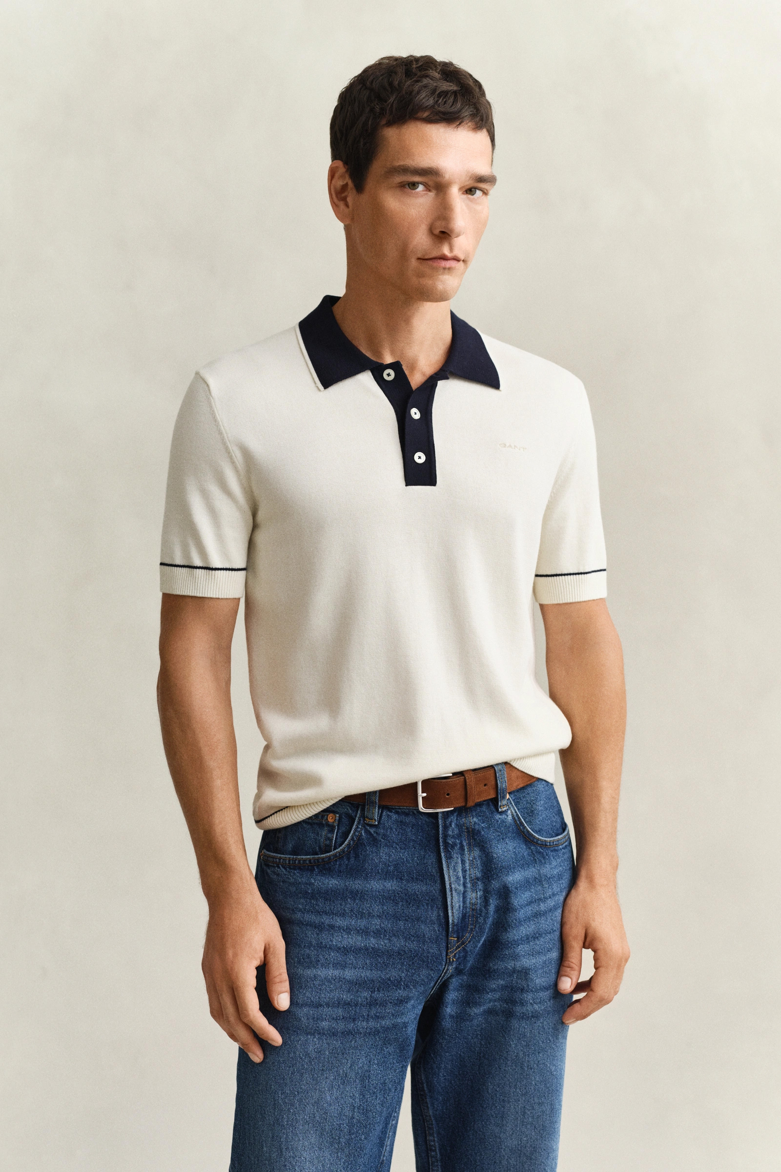 Cotton Modal Polo, Cream