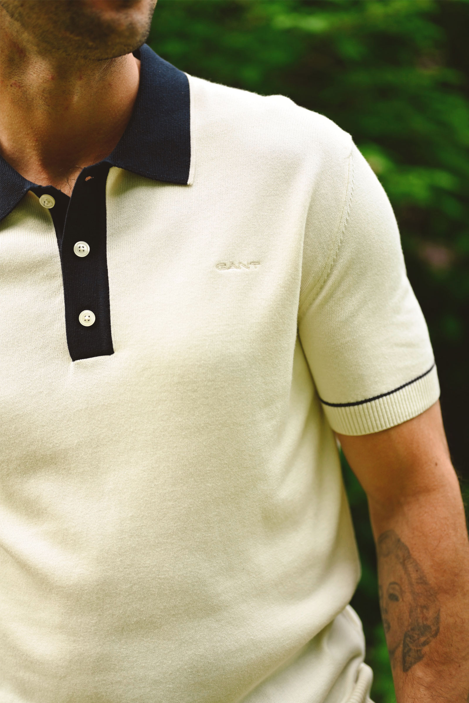 Cotton Modal Polo, Cream - Bilde 6