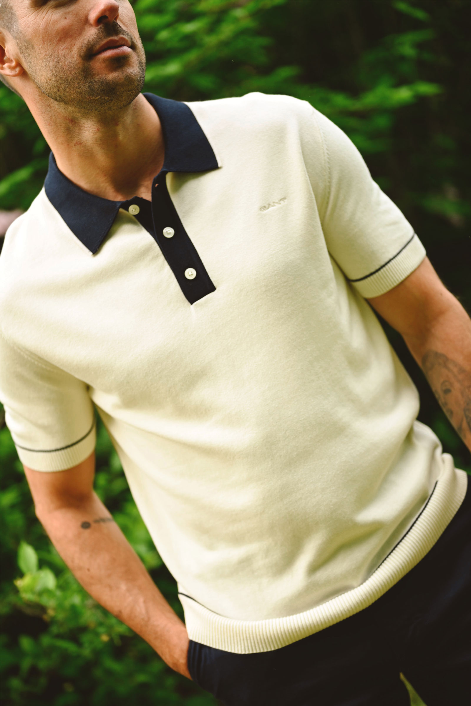 Cotton Modal Polo, Cream - Bilde 2