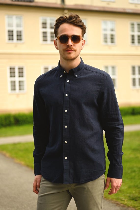Jitloff Linen Shirt LS, Navy