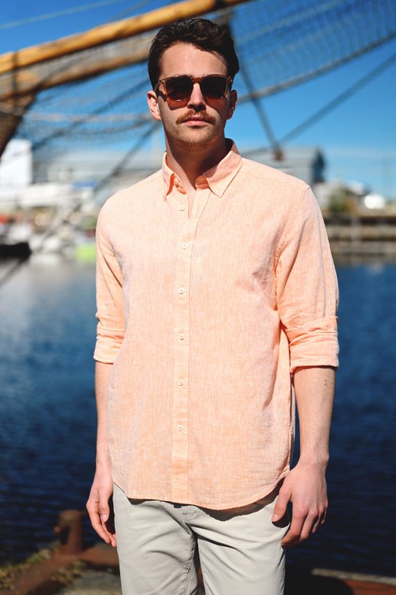 Jitloff Linen Shirt LS, Orange Light