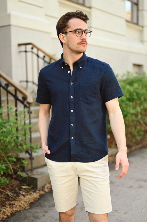 Jitloff Linen Shirt SS, Navy