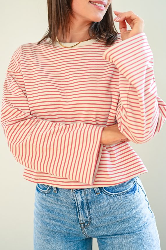 Krestiane Pullover, Oatmeal/ Flame Rose