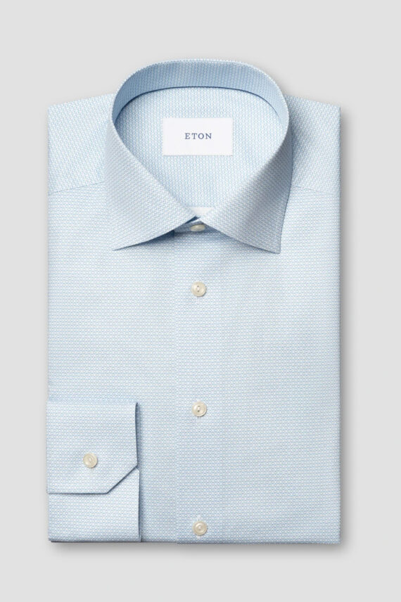 Slim Geometric Print Signature Twill Shirt, Blue