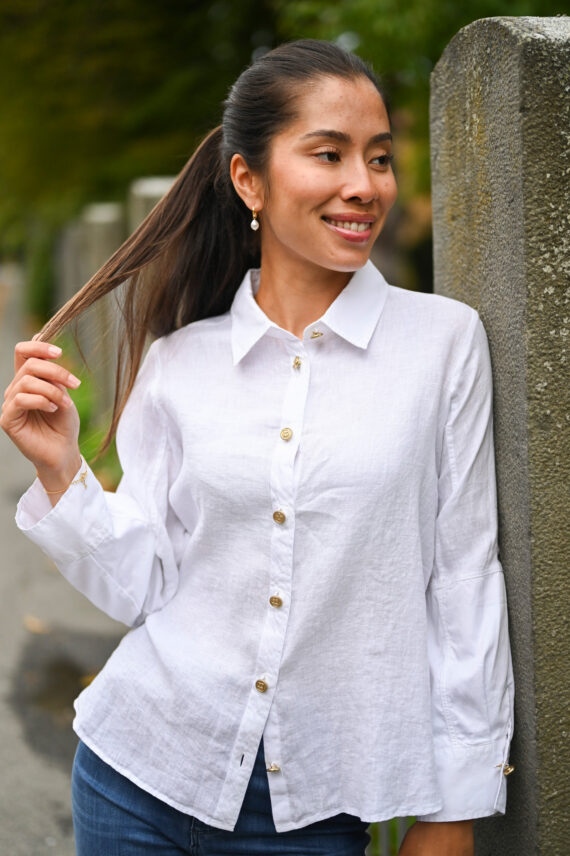 Nenne Linen Blouse, White