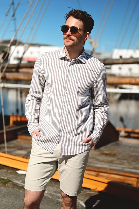 Orion Shirt LS, Brown Stripe