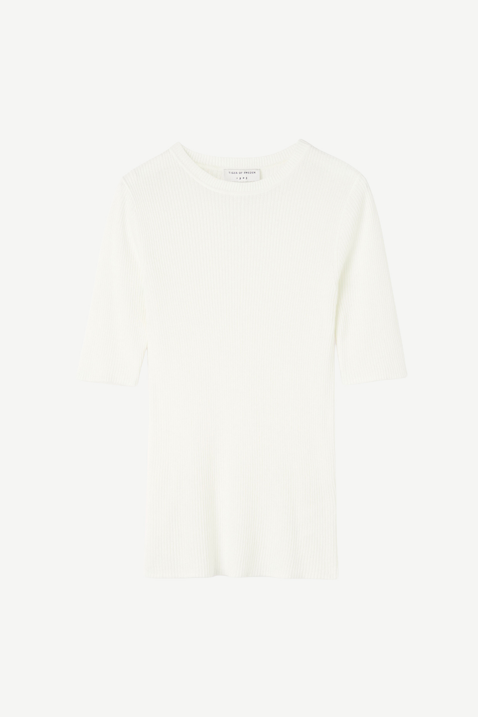 Orvi Slim Knitted T-Shirt, Off White - Bilde 3