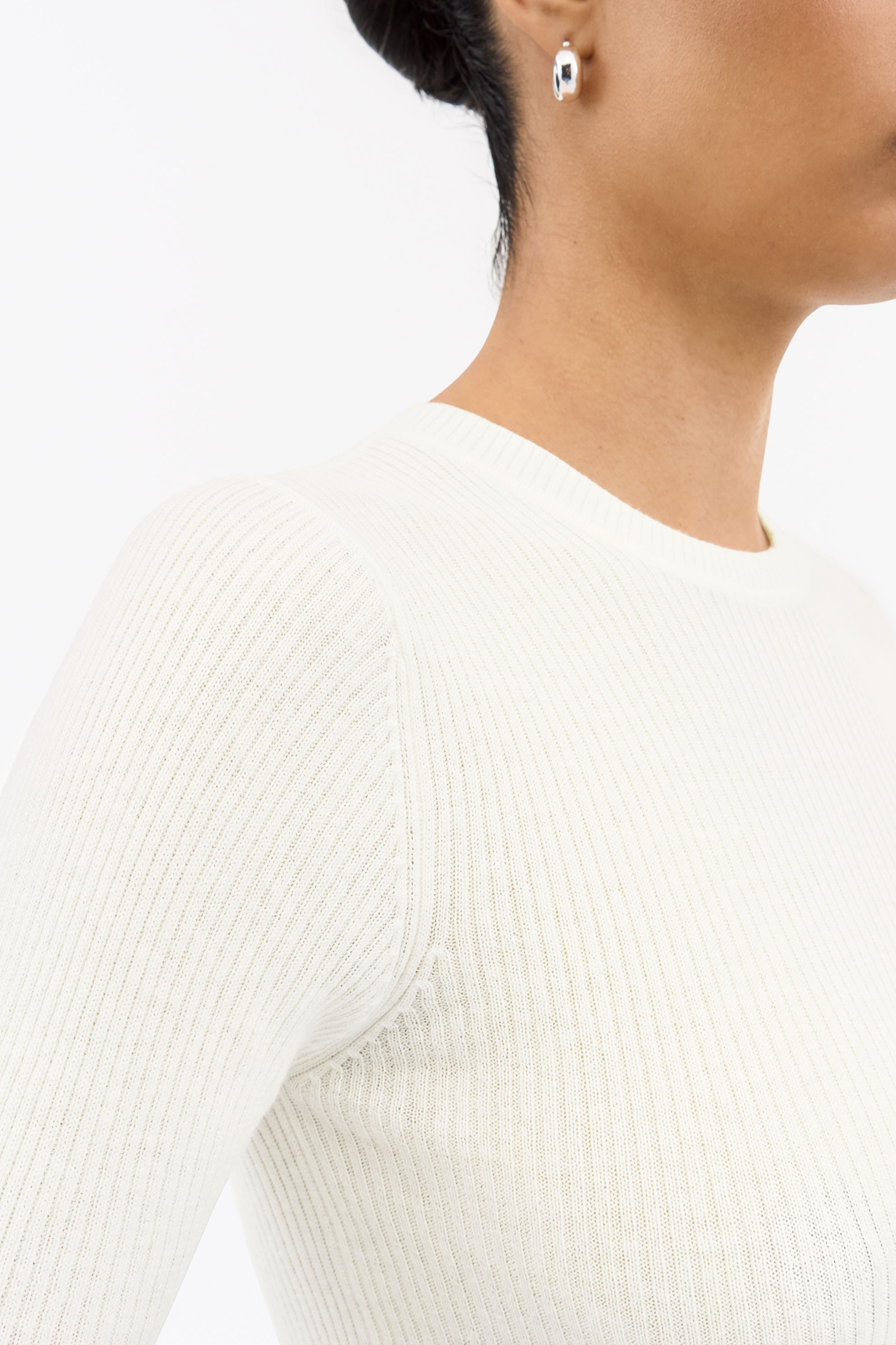 Orvi Slim Knitted T-Shirt, Off White - Bilde 4