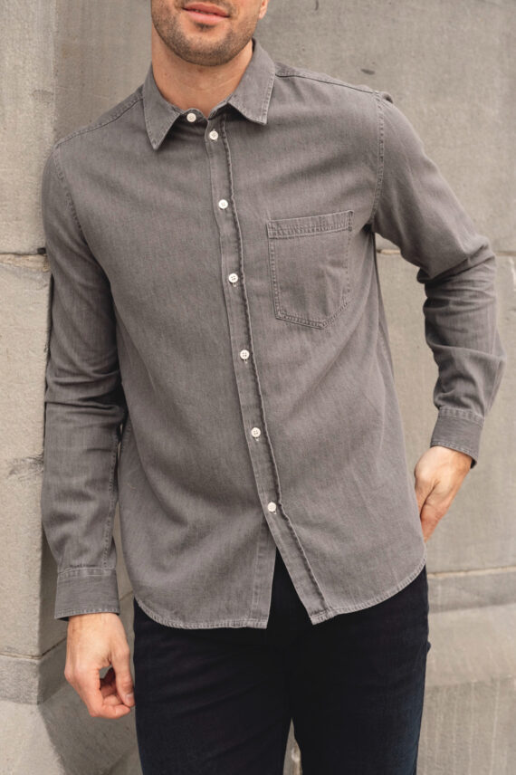 Saryan P Shirt 15248, Light Grey Chambray