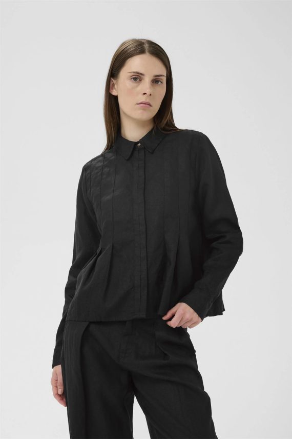 Dilana Pleated Shirt, Black