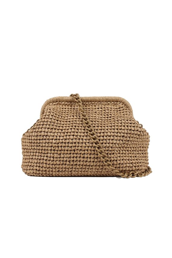 Positano Straw Clutch, Beige