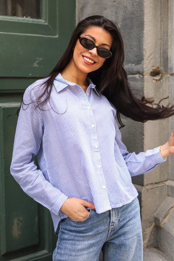 Aja Shirt, Blue Stripes