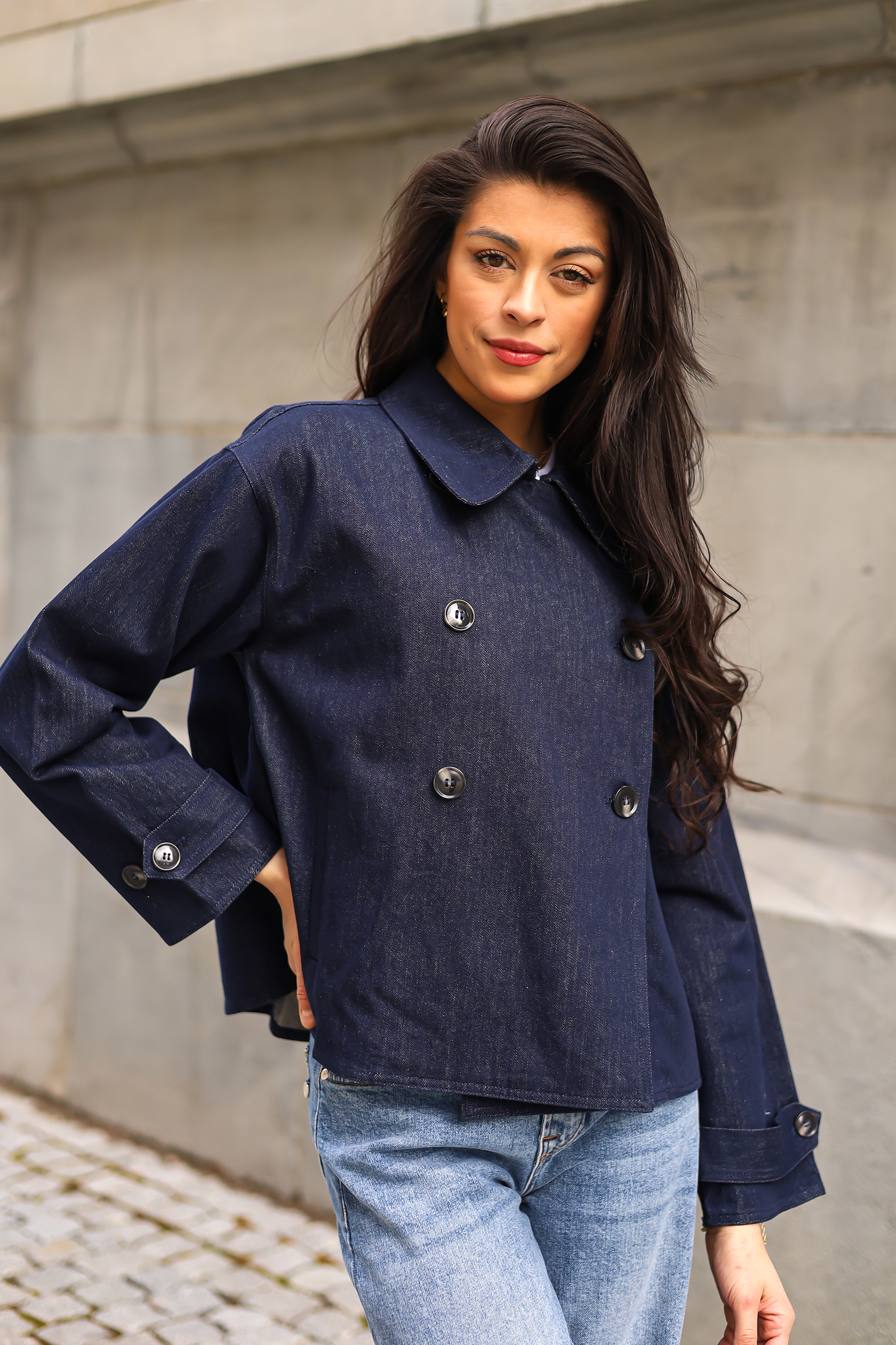 Cicely Trenchcoat, Dark Navy Denim - Bilde 2