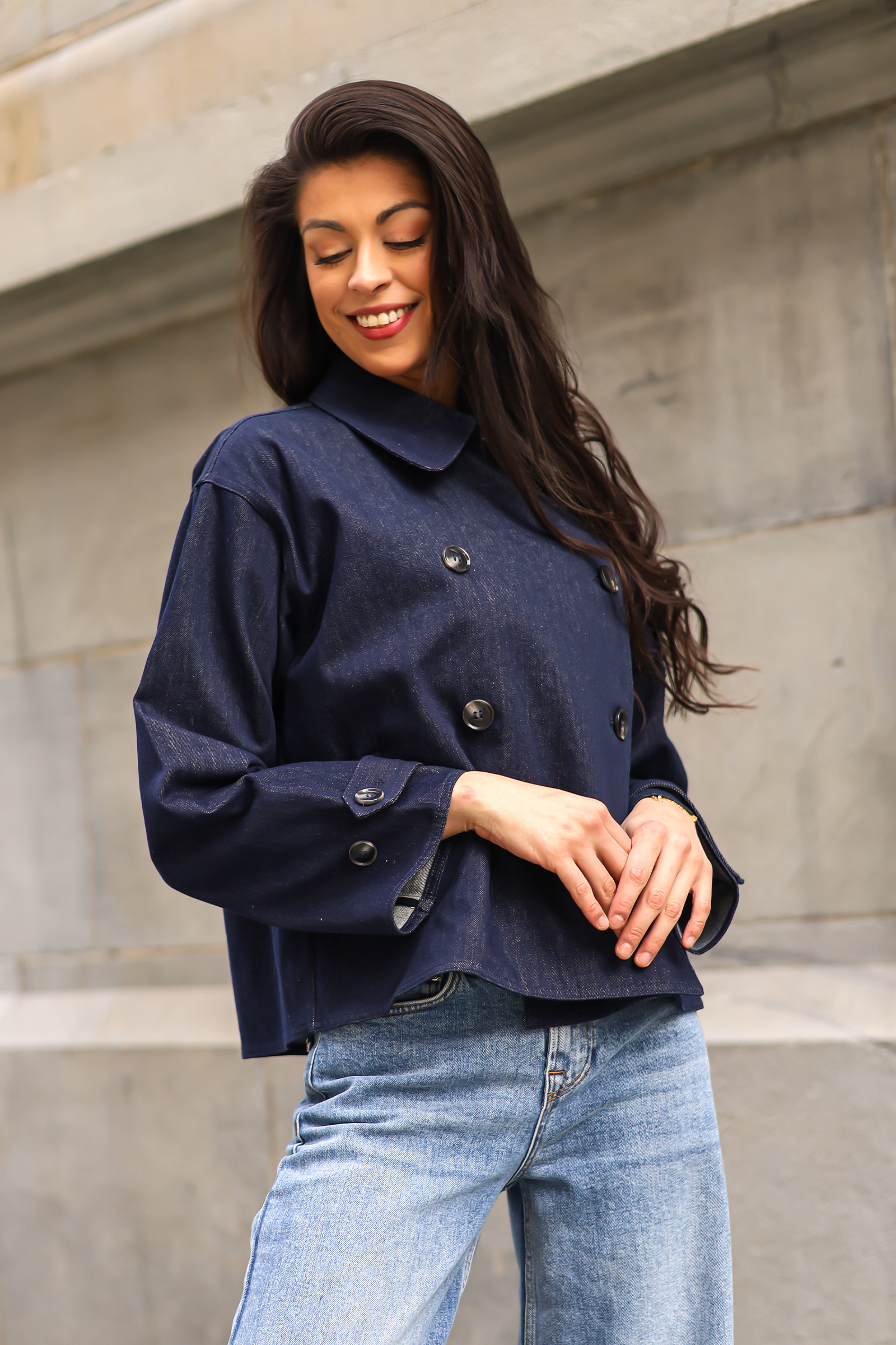 Cicely Trenchcoat, Dark Navy Denim