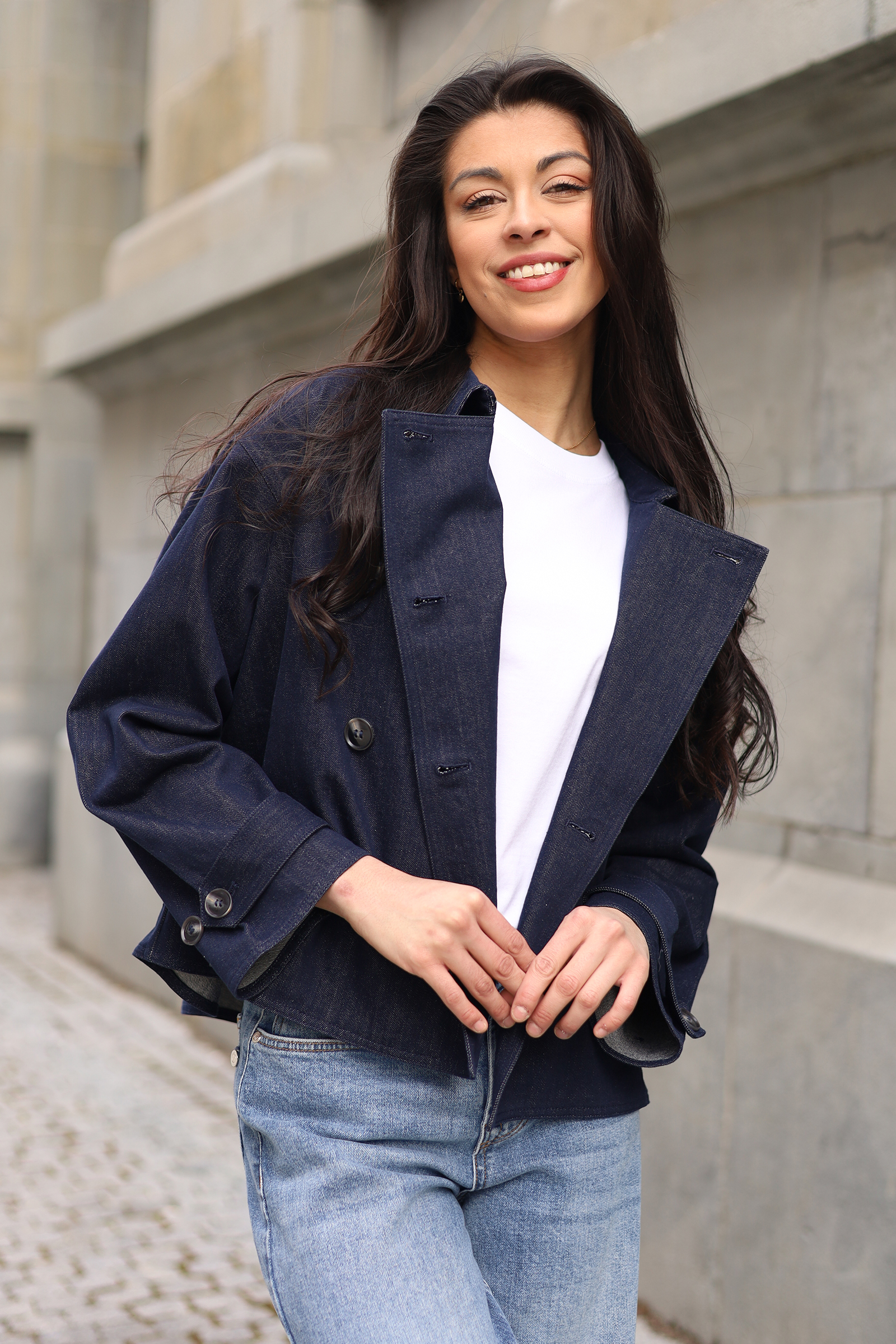 Cicely Trenchcoat, Dark Navy Denim - Bilde 6