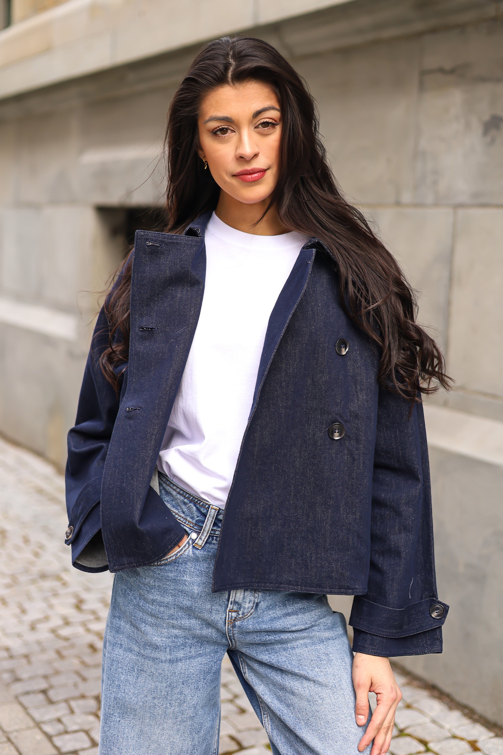 Cicely Trenchcoat, Dark Navy Denim - Bilde 5