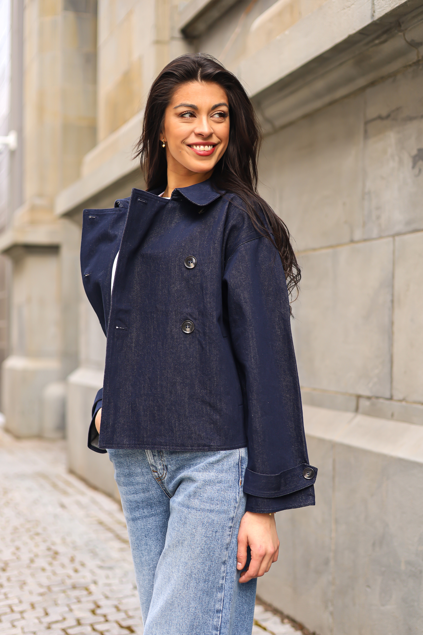 Cicely Trenchcoat, Dark Navy Denim - Bilde 4