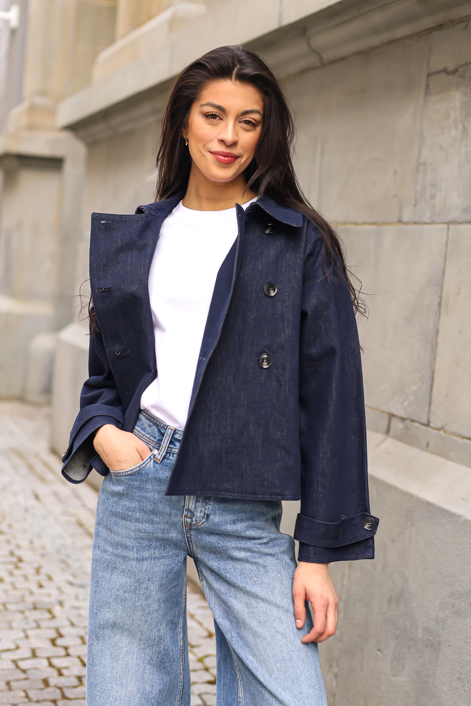 Cicely Trenchcoat, Dark Navy Denim - Bilde 3