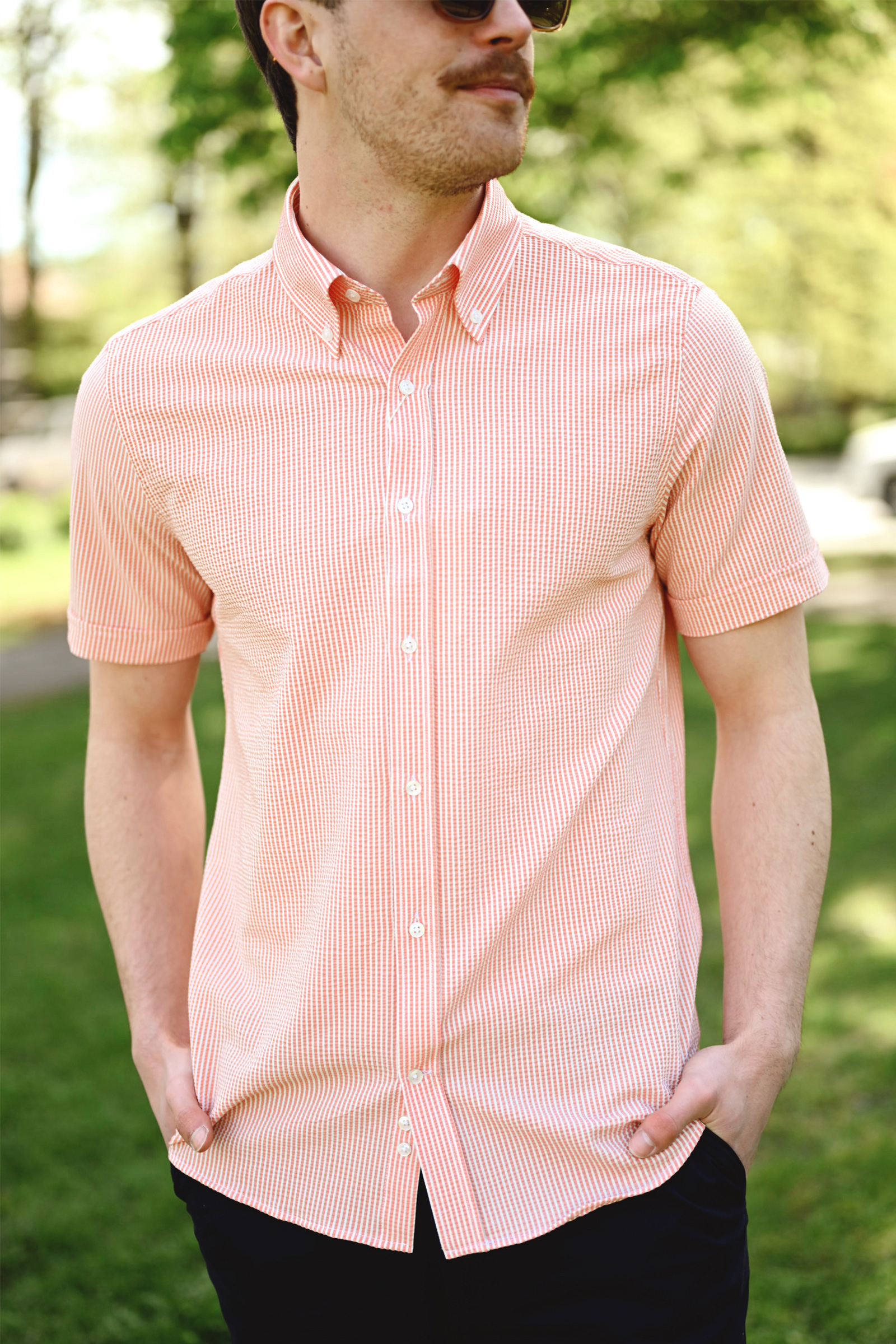 Wesley Shirt SS, Orange Stripe - Bilde 2