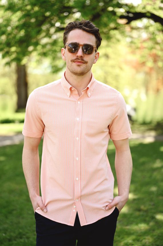 Wesley Shirt SS, Orange Stripe