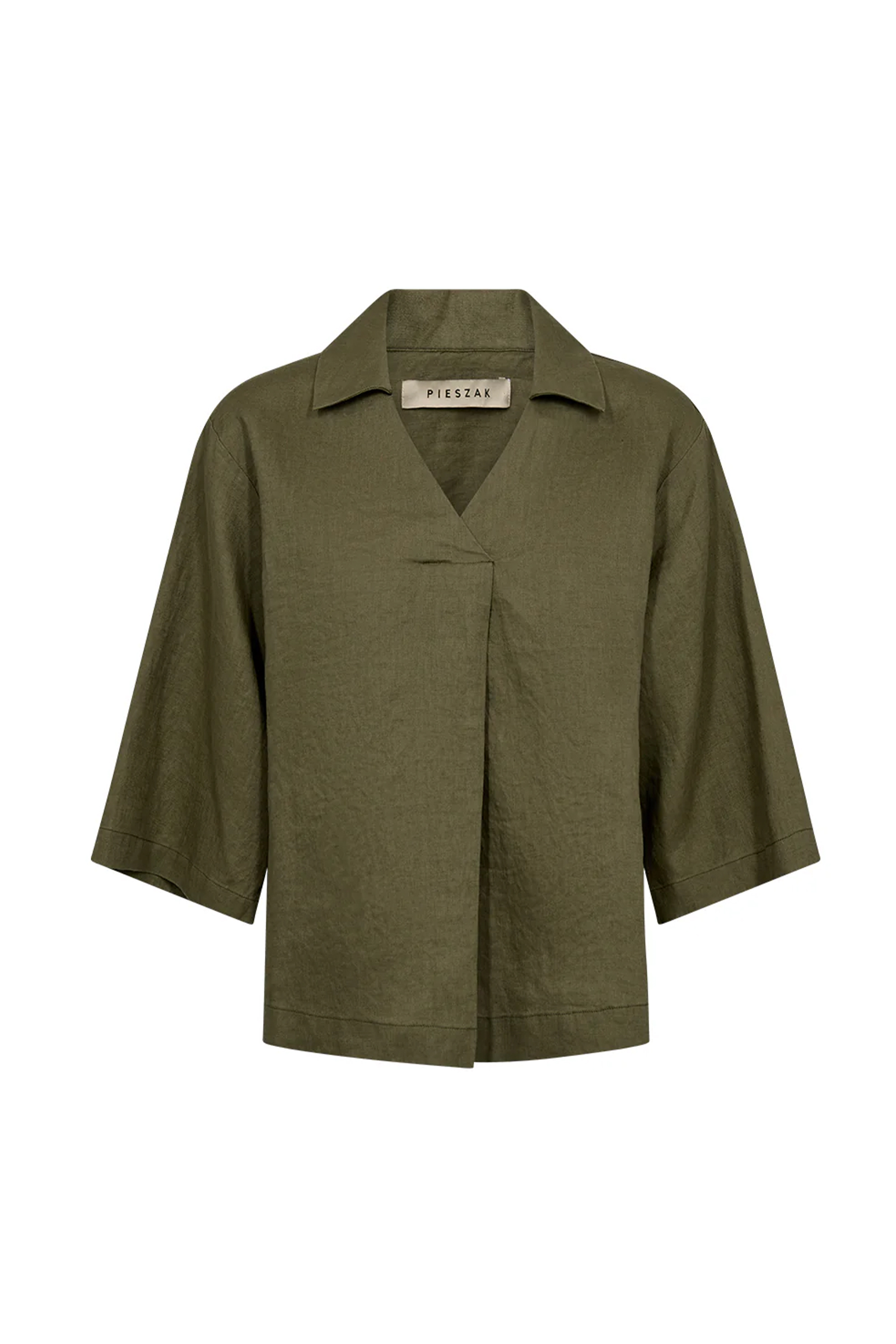 Lina Linen V-Neck, Faded Green - Bilde 3